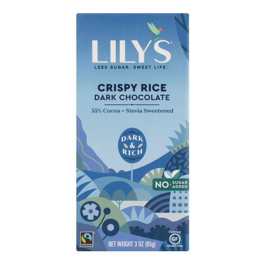 Buy Lily's Sweets Chocolate Bar - Dark Chocolate - 55 Percent Cocoa - Crispy Rice - 3 Oz Bars - Case Of 12  at OnlyNaturals.us