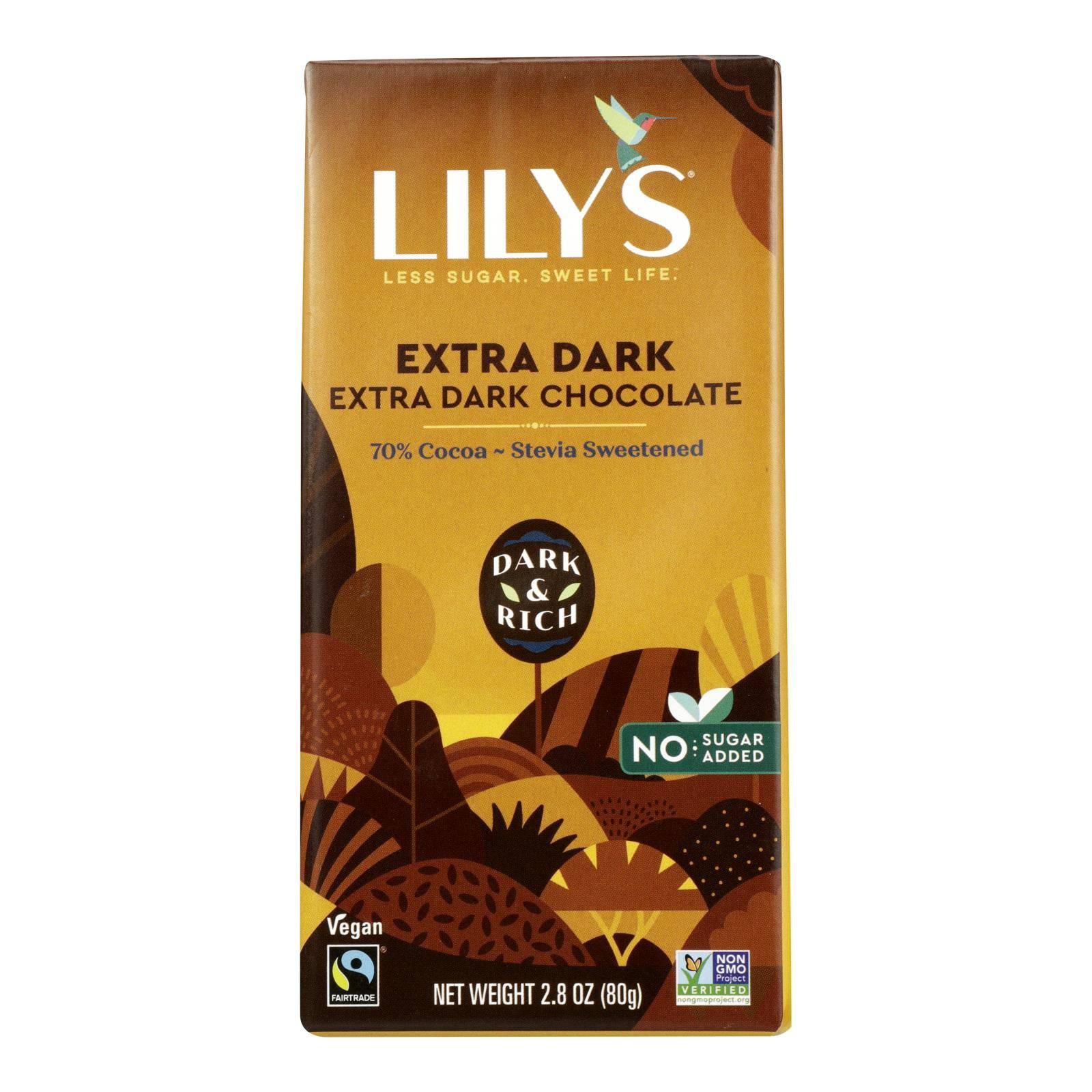 Lily's Sweets Chocolate Bar - Extra Dark Chocolate - 70% Cocoa - 2.8 Oz Bars - Case Of 12 | OnlyNaturals.us