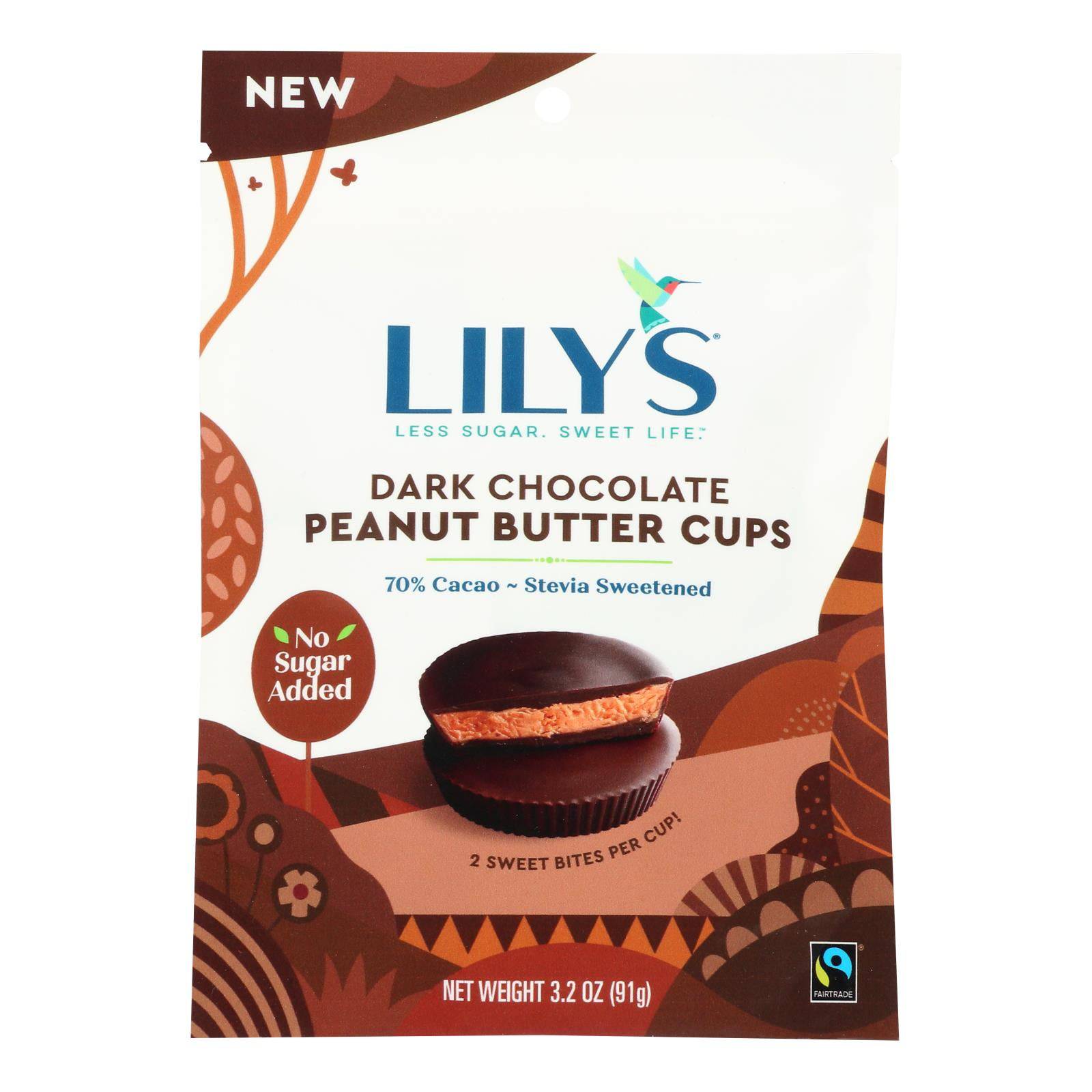 Lily's Sweets - Peanut Butter Cup Dark Chocolate - Case Of 12 - 3.2 Oz | OnlyNaturals.us