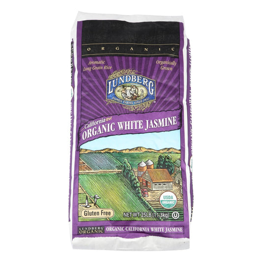 Lundberg Family Farms Organic Jasmine White Rice - Case Of 25 Lbs | OnlyNaturals.us