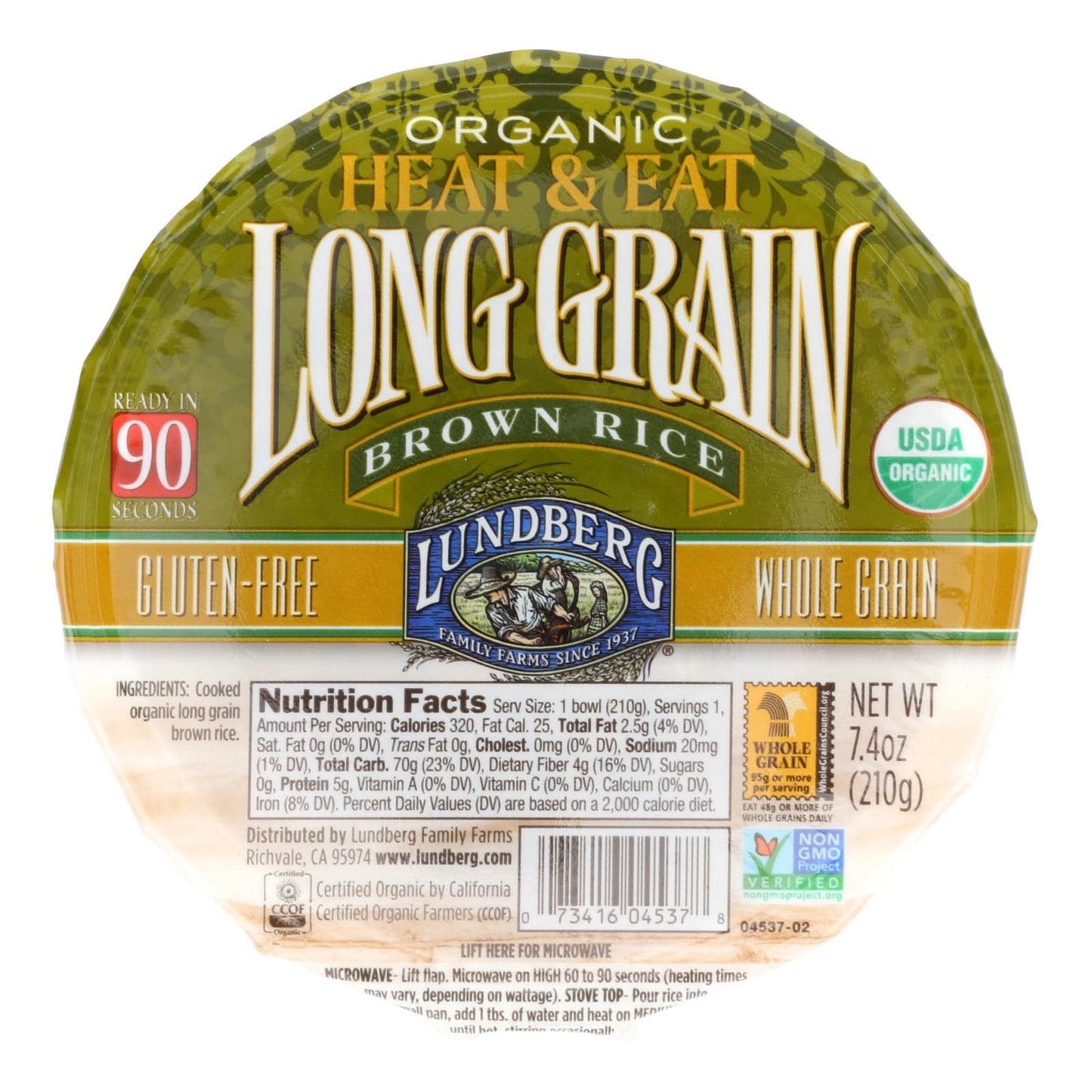 Buy Lundberg Family Farms Organic Long Grain Brown Rice - Case Of 12 - 7.4 Oz.  at OnlyNaturals.us