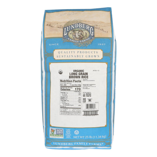 Buy Lundberg Family Farms Organic Long Grain Brown Rice - Case Of 25 Lbs  at OnlyNaturals.us