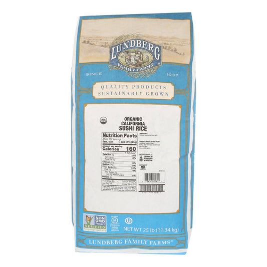 Lundberg Family Farms Organic Sushi Short Grain White Rice - Case Of 25 Lbs | OnlyNaturals.us