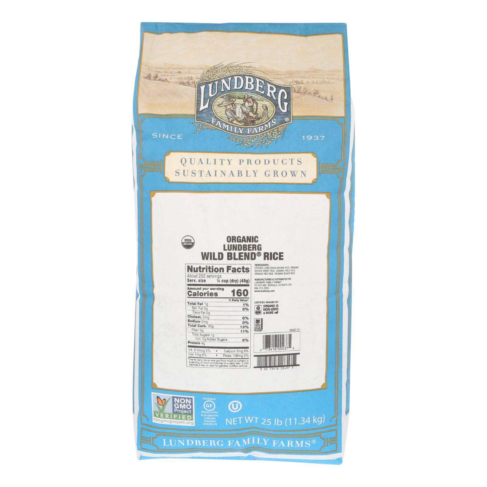 Buy Lundberg Family Farms Organic Wild Blend Gourmet Brown Rice - Case Of 25 Lbs  at OnlyNaturals.us