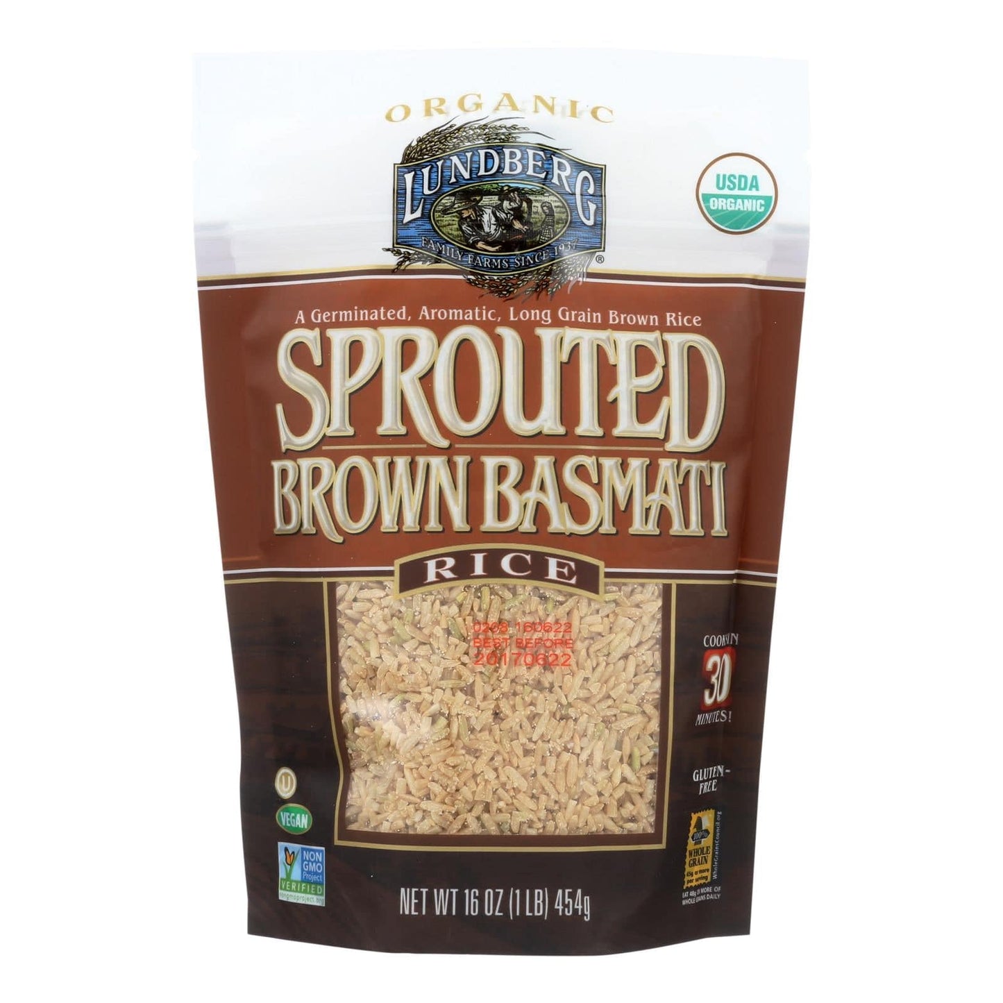 Lundberg Family Farms Sprouted Brown Basmati Rice - Case Of 6 - 1 Lb. | OnlyNaturals.us