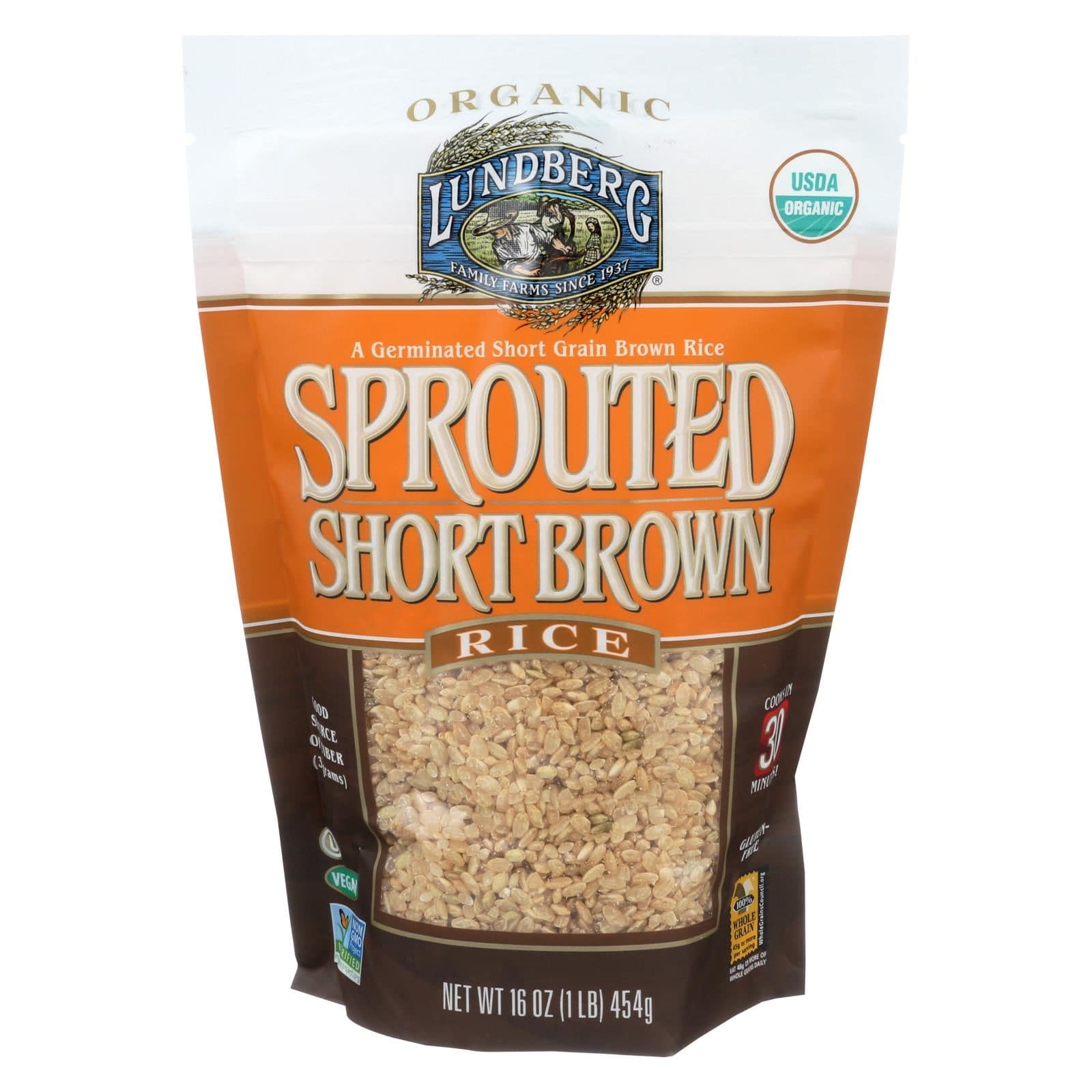 Lundberg Family Farms Sprouted Short Brown Rice - Case Of 6 - 1 Lb. | OnlyNaturals.us