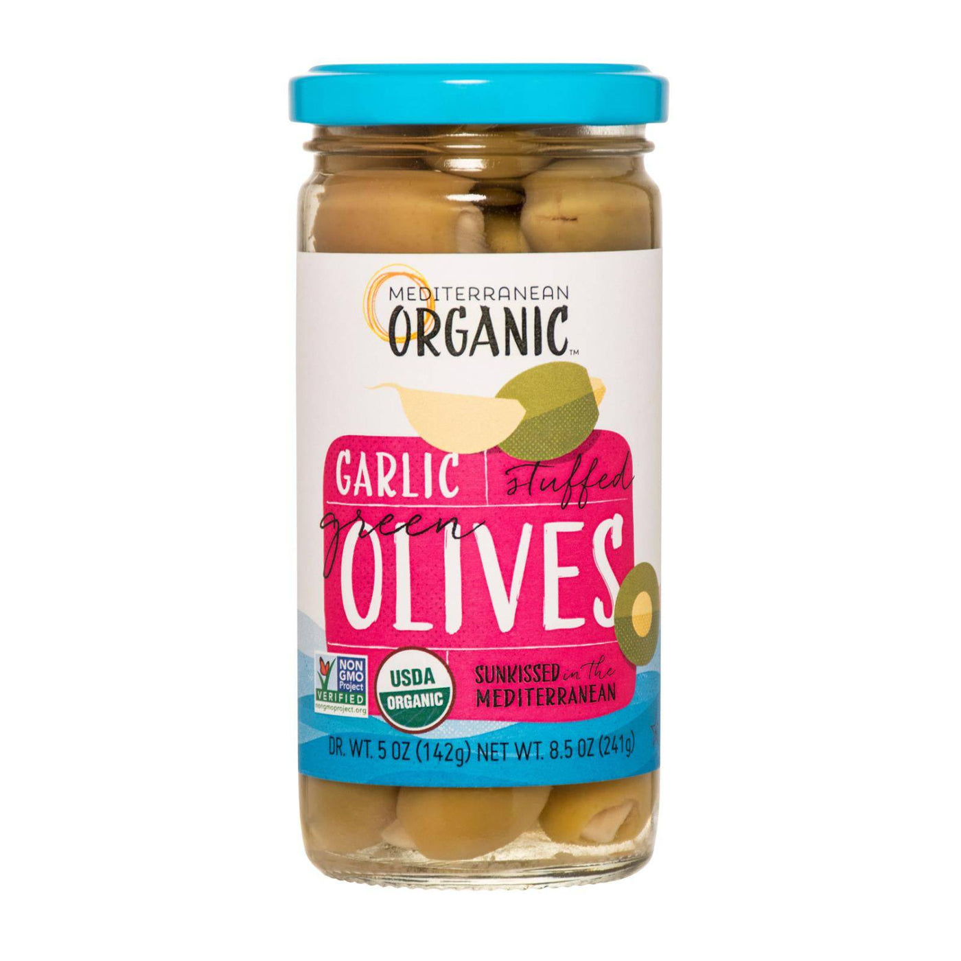 Buy Mediterranean Organic Organic Stuffed Green Olives Garlic - Case Of 12 - 8.5 Oz  at OnlyNaturals.us