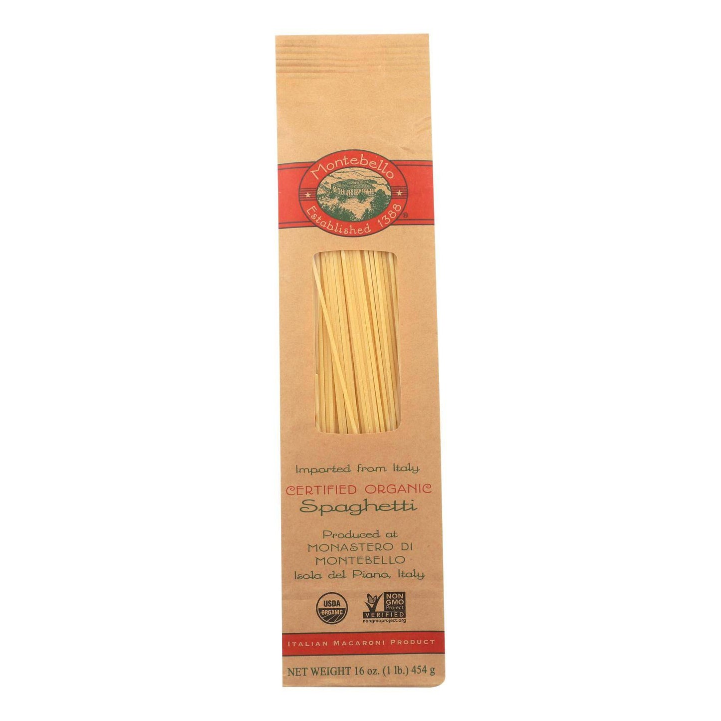 Buy Montebello Organic Pasta - Spaghetti - Case Of 12 - 1 Lb.  at OnlyNaturals.us