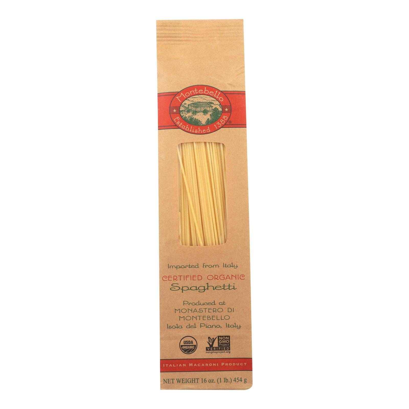 Buy Montebello Organic Pasta - Spaghetti - Case Of 12 - 1 Lb.  at OnlyNaturals.us