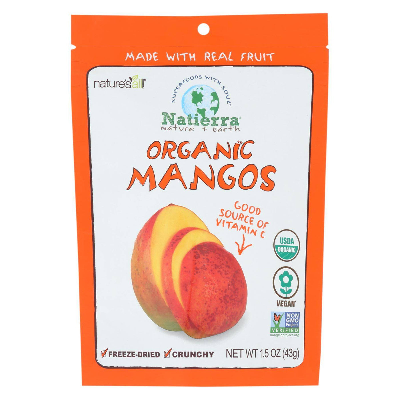 Natierra Freeze Dried - Mangos - Case Of 12 - 1.5 Oz. | OnlyNaturals.us