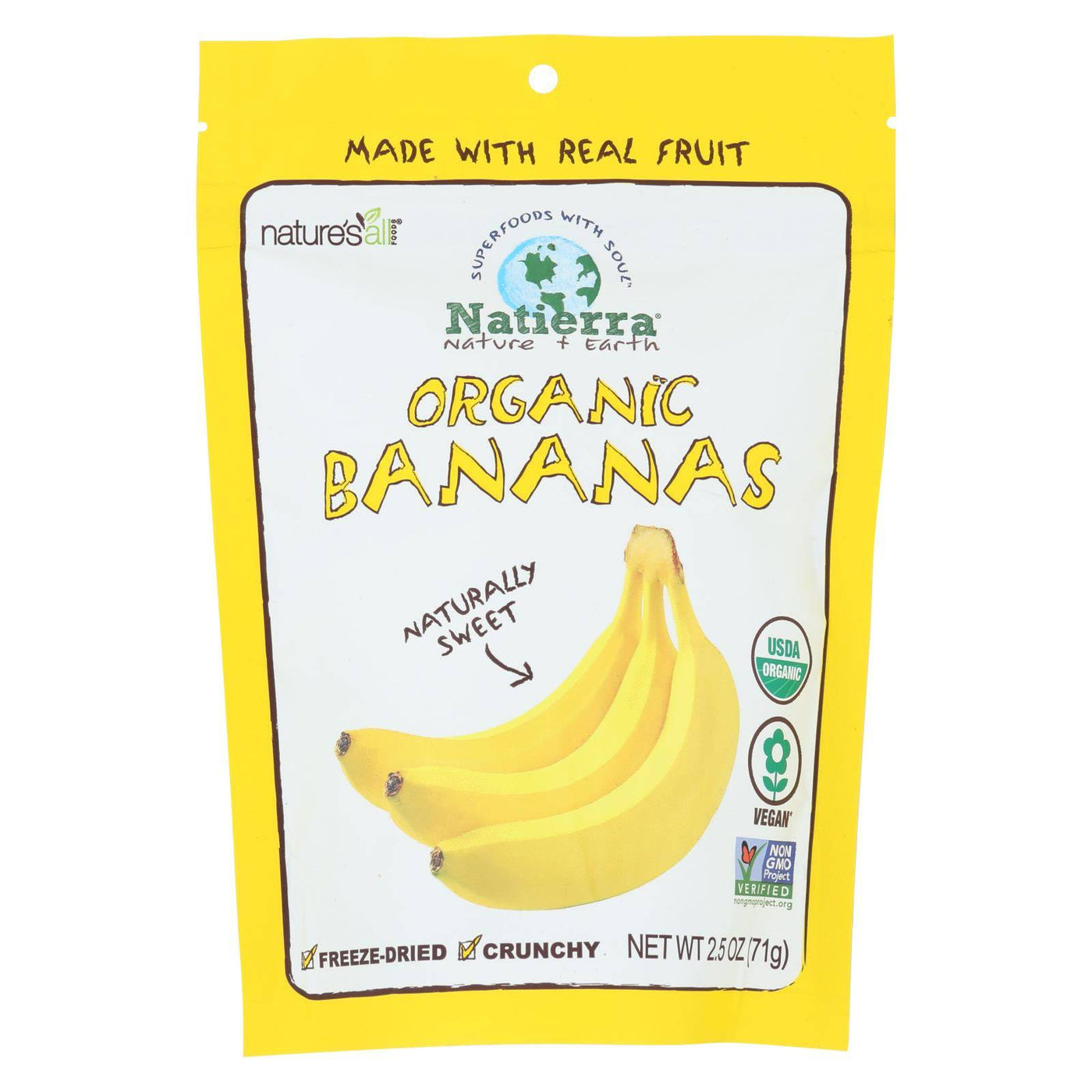 Natierra Organic Freeze Dried Raw - Banana - Case Of 12 - 2.5 Oz. | OnlyNaturals.us