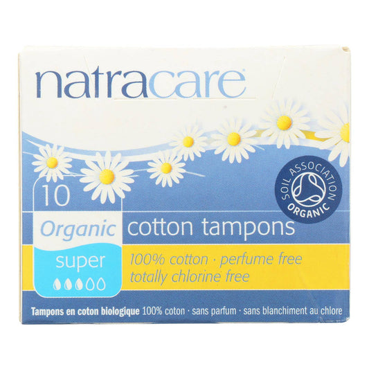 Natracare 100% Organic Cotton Tampons - Super - 10 Pack | OnlyNaturals.us