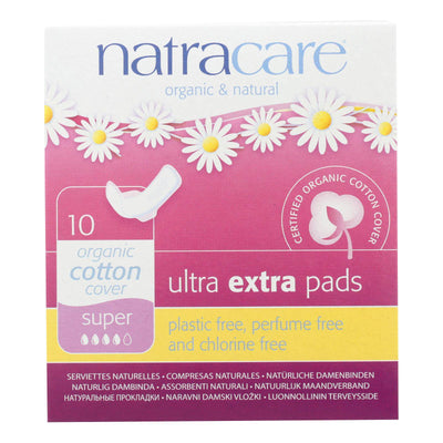 Natracare  Ultra Extra Pads W-wings - Super - 10 Count | OnlyNaturals.us