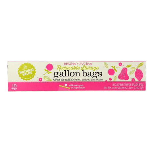 Natural Value - Storage Bags Gal Reclsble - Case Of 12 - 19 Ct | OnlyNaturals.us