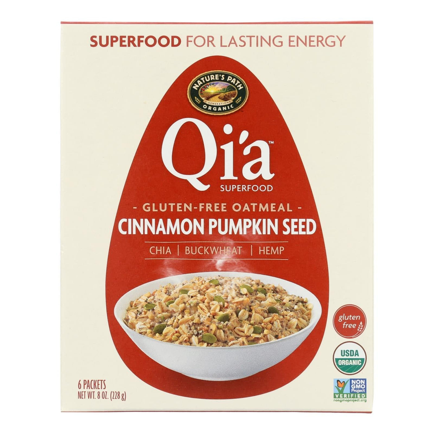 Nature's Path Organic Qi'a Superfood Hot Oatmeal - Cinnamon Pumpkin Seed - Case Of 6 - 8 Oz. | OnlyNaturals.us