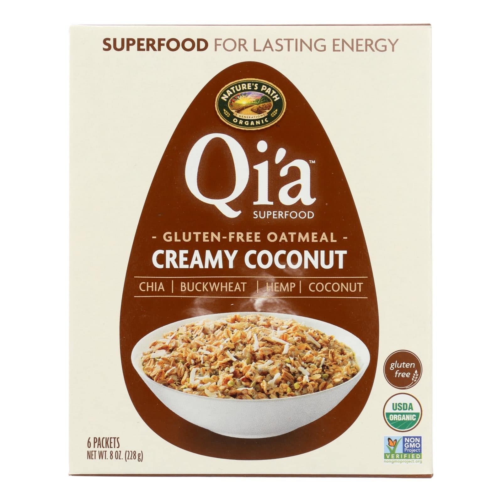 Buy Nature's Path Organic Qi'a Superfood Hot Oatmeal - Creamy Coconut - Case Of 6 - 8 Oz.  at OnlyNaturals.us