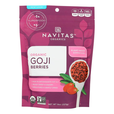 Navitas Naturals Goji Berries - Organic - Sun-dried - 8 Oz - Case Of 12 | OnlyNaturals.us