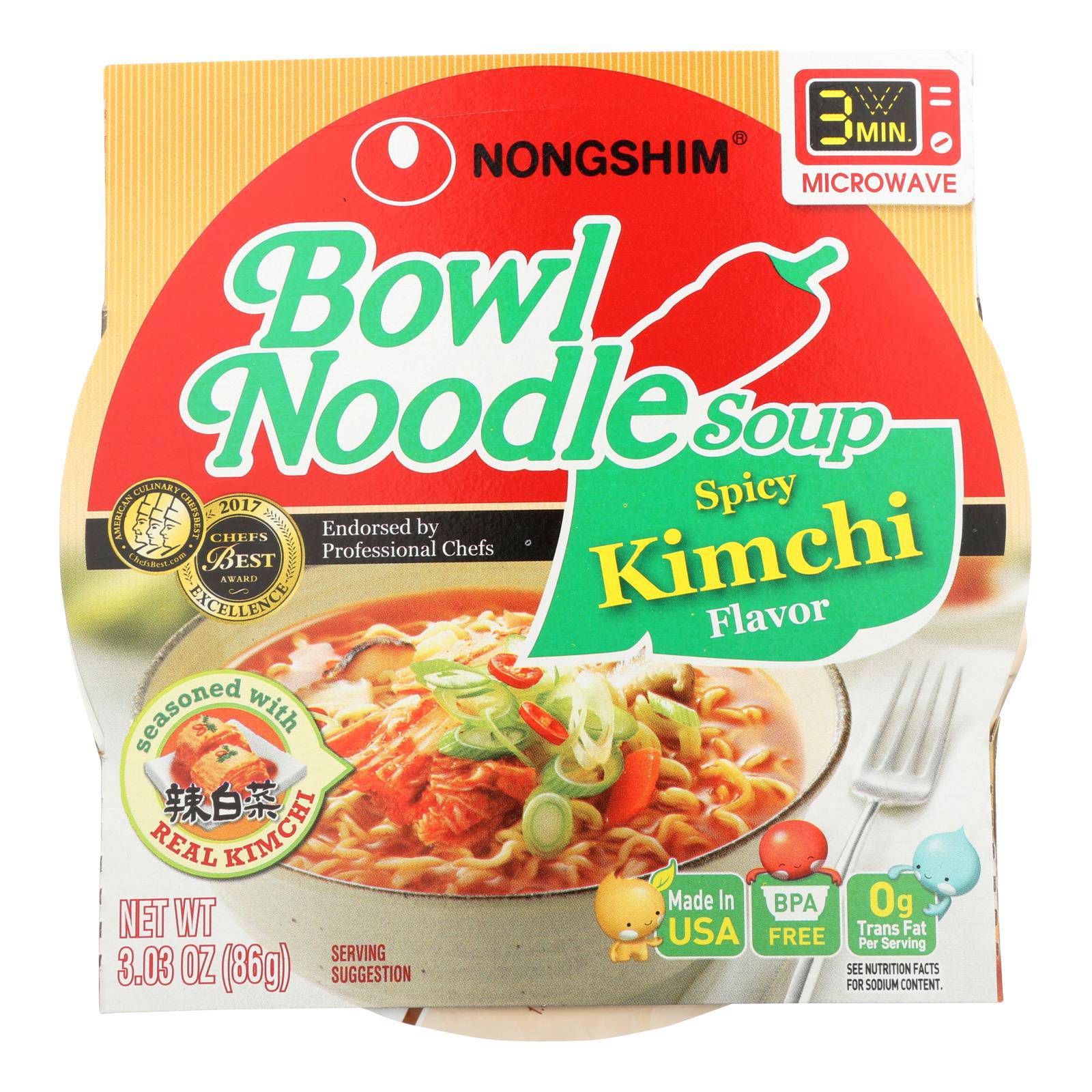 Buy Nong Shim Kimchi Cup - Vegan - Case Of 12 - 3.03 Oz.  at OnlyNaturals.us