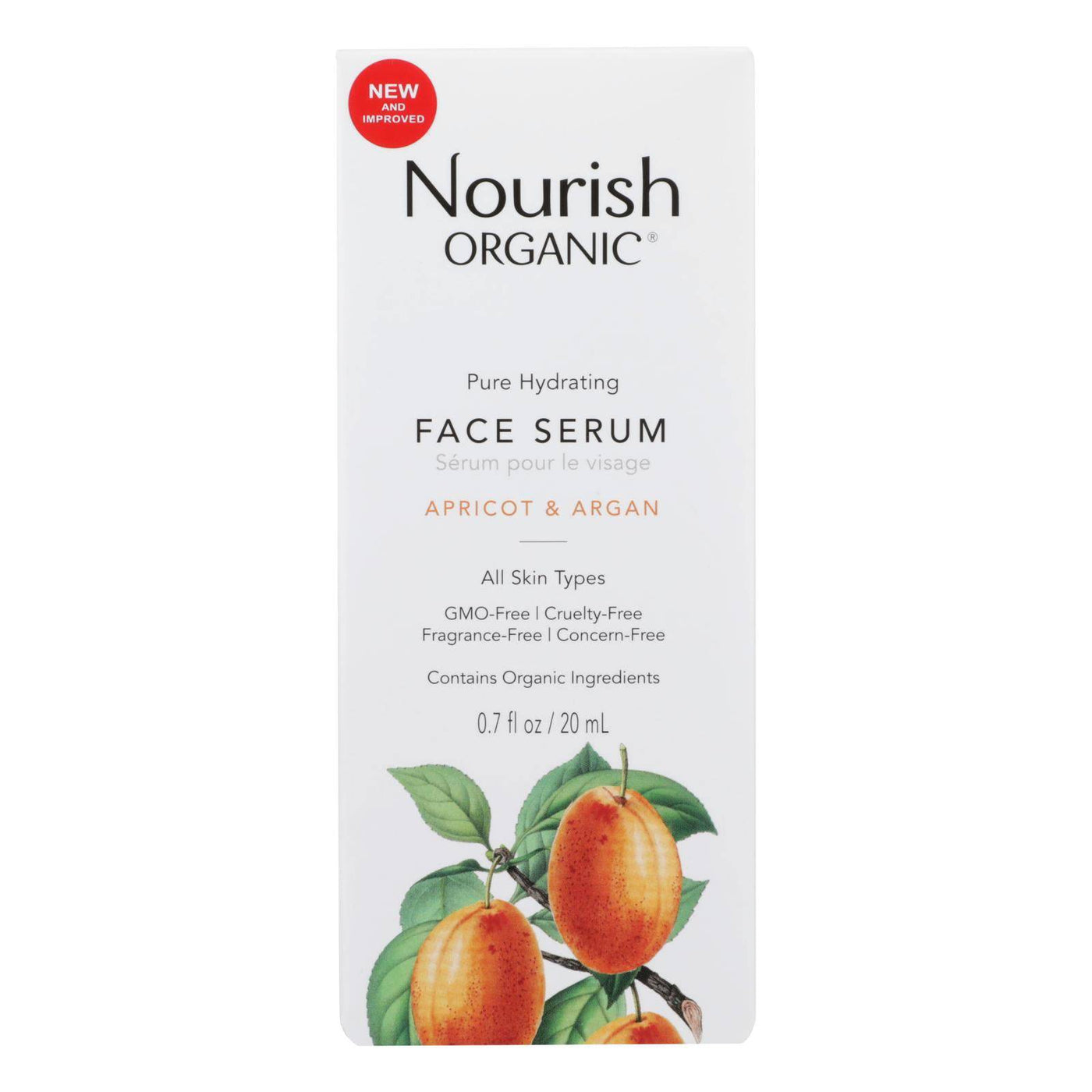 Nourish Organic Face Serum - Pure Hydrating Argan Apricot And Rosehip - .7 Oz | OnlyNaturals.us