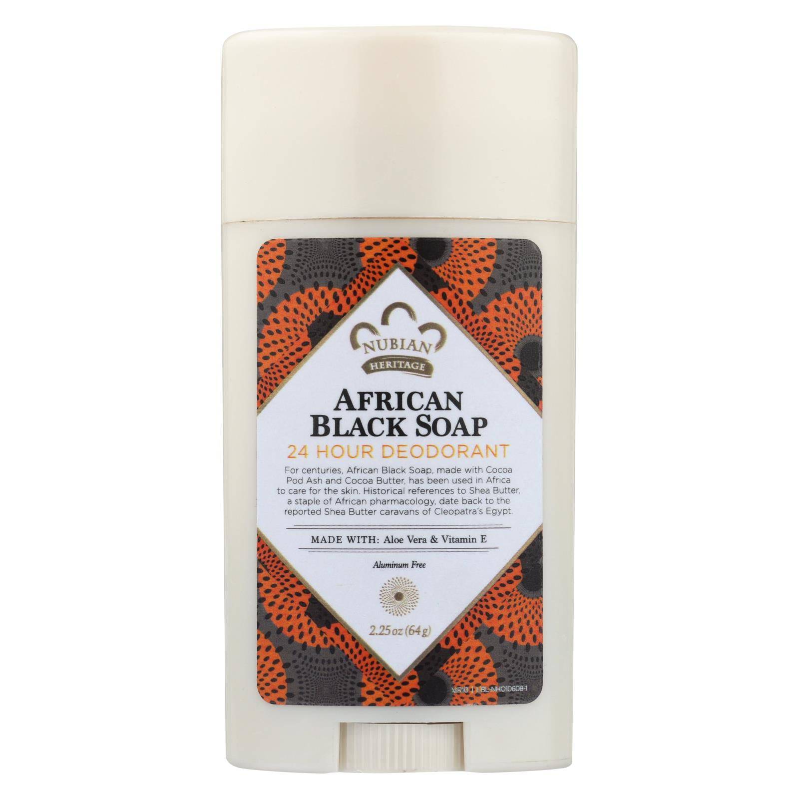 Nubian Heritage Deodorant - All Natural - 24 Hour - African Black Soap - 2.25 Oz - 1 Each | OnlyNaturals.us