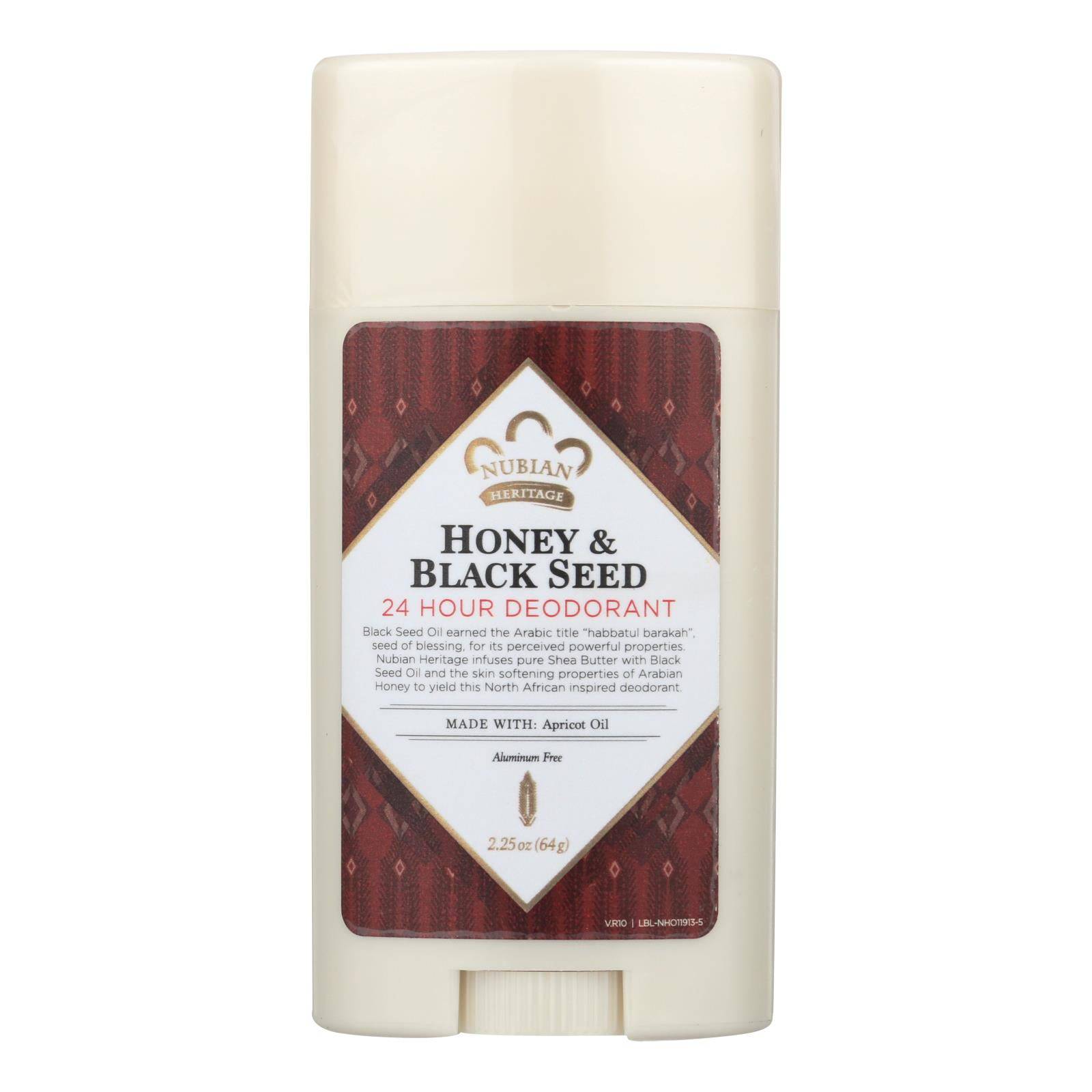 Nubian Heritage Deodorant - All Natural - 24 Hour - Honey And Black Seed - 2.25 Oz - 1 Each | OnlyNaturals.us
