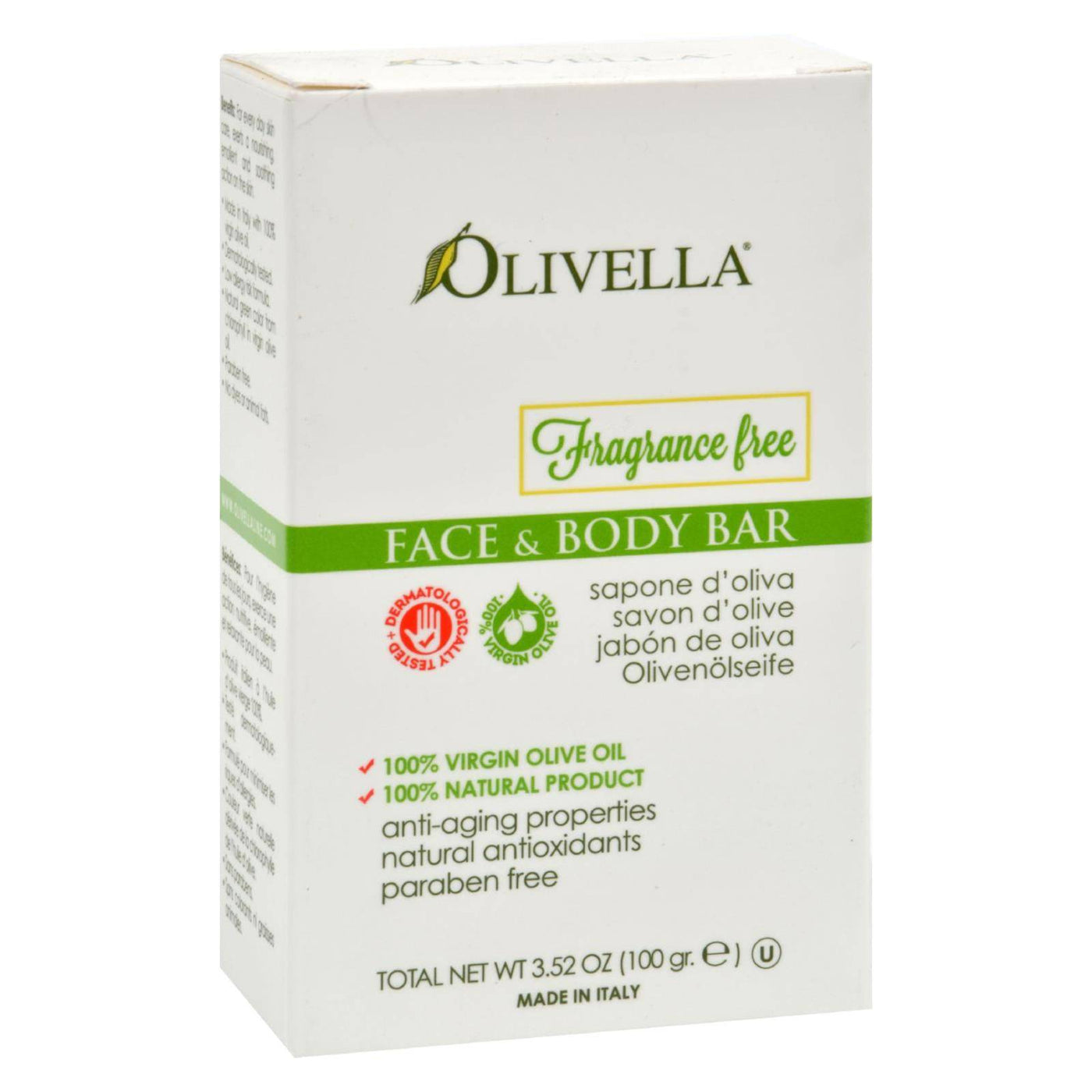 Olivella Fragrance Free Face And Body Bar - 3.52 Oz | OnlyNaturals.us
