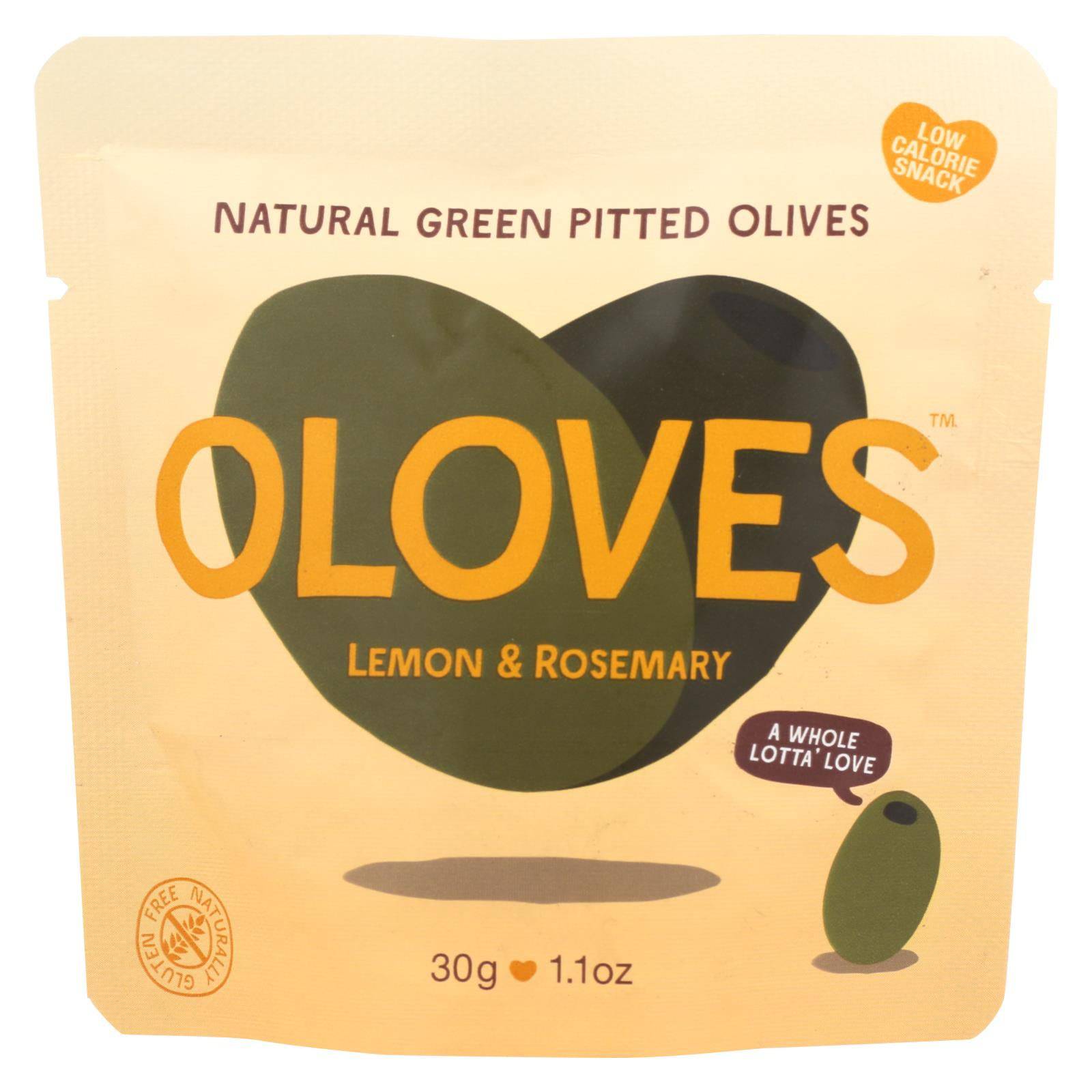 Oloves Green Pitted Olives - Lemon And Rosemary - Case Of 10 - 1.1 Oz. | OnlyNaturals.us