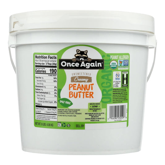 Buy Once Again Organic Creamy Peanut Butter No Salt - Single Bulk Item - 9lb  at OnlyNaturals.us