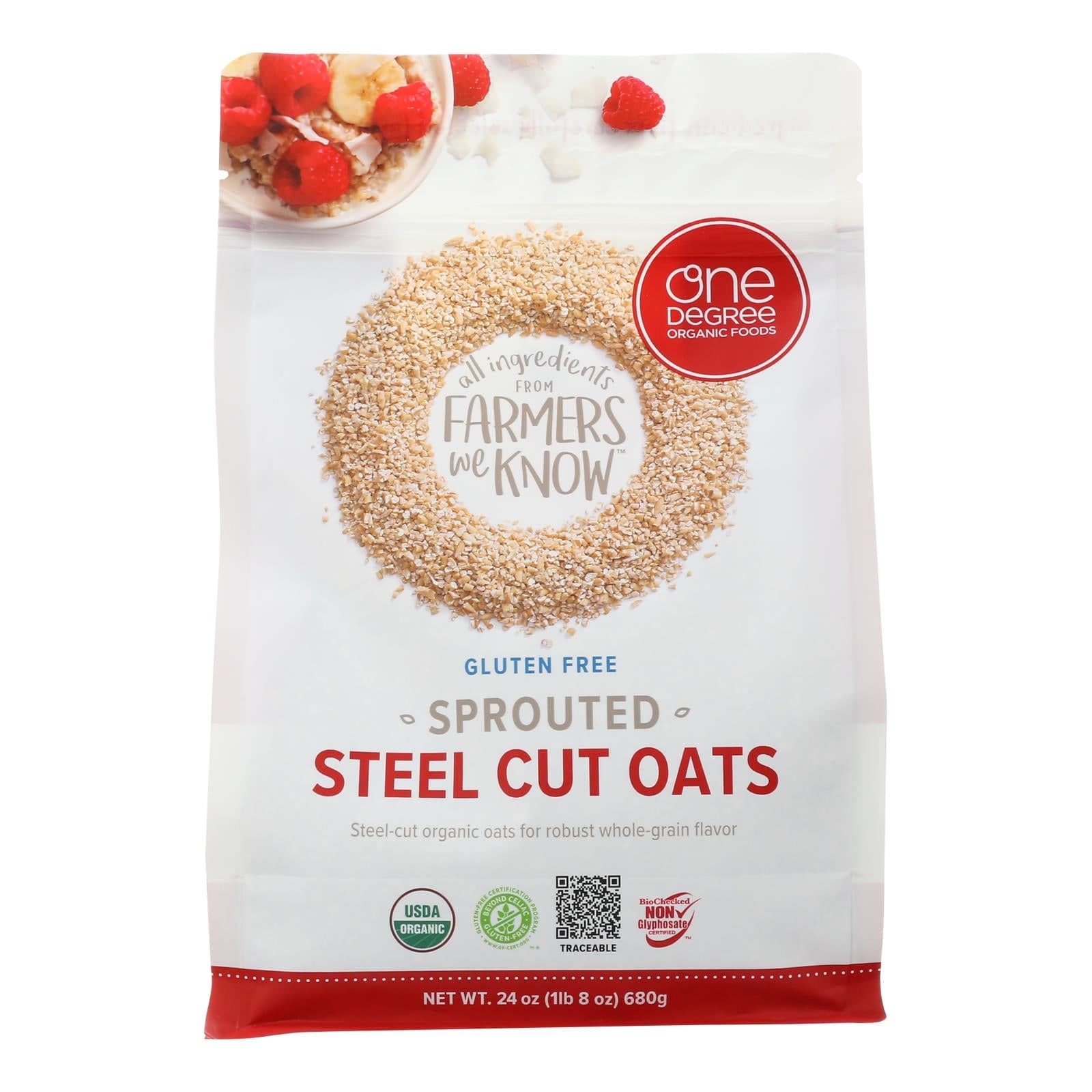 One Degree Organic Foods Organic Steel Cut Oats - Sprouted - Case Of 4 - 24 Oz | OnlyNaturals.us
