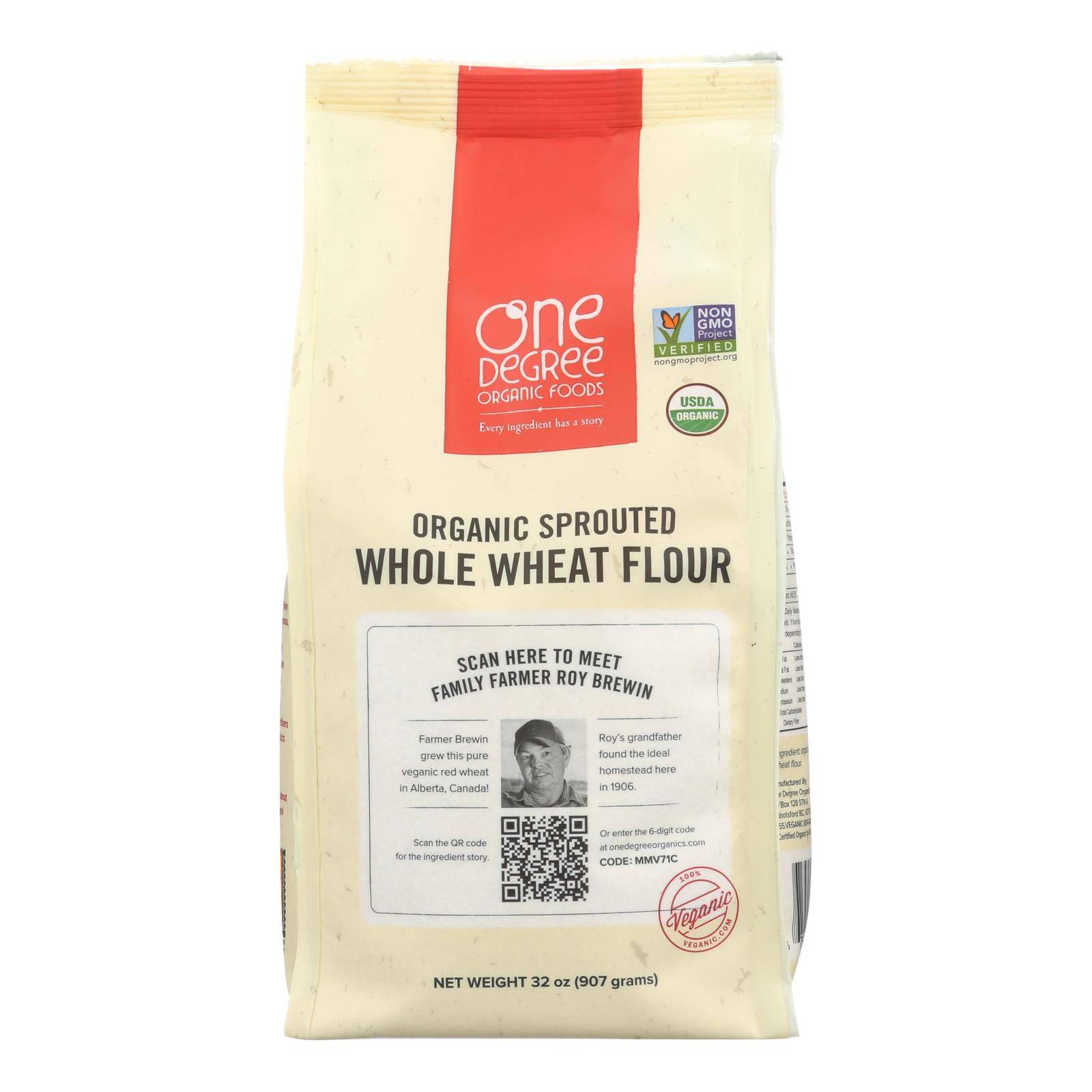 One Degree Organic Foods Sprouted Flour - Whole Wheat - Case Of 6 - 32 Oz. | OnlyNaturals.us