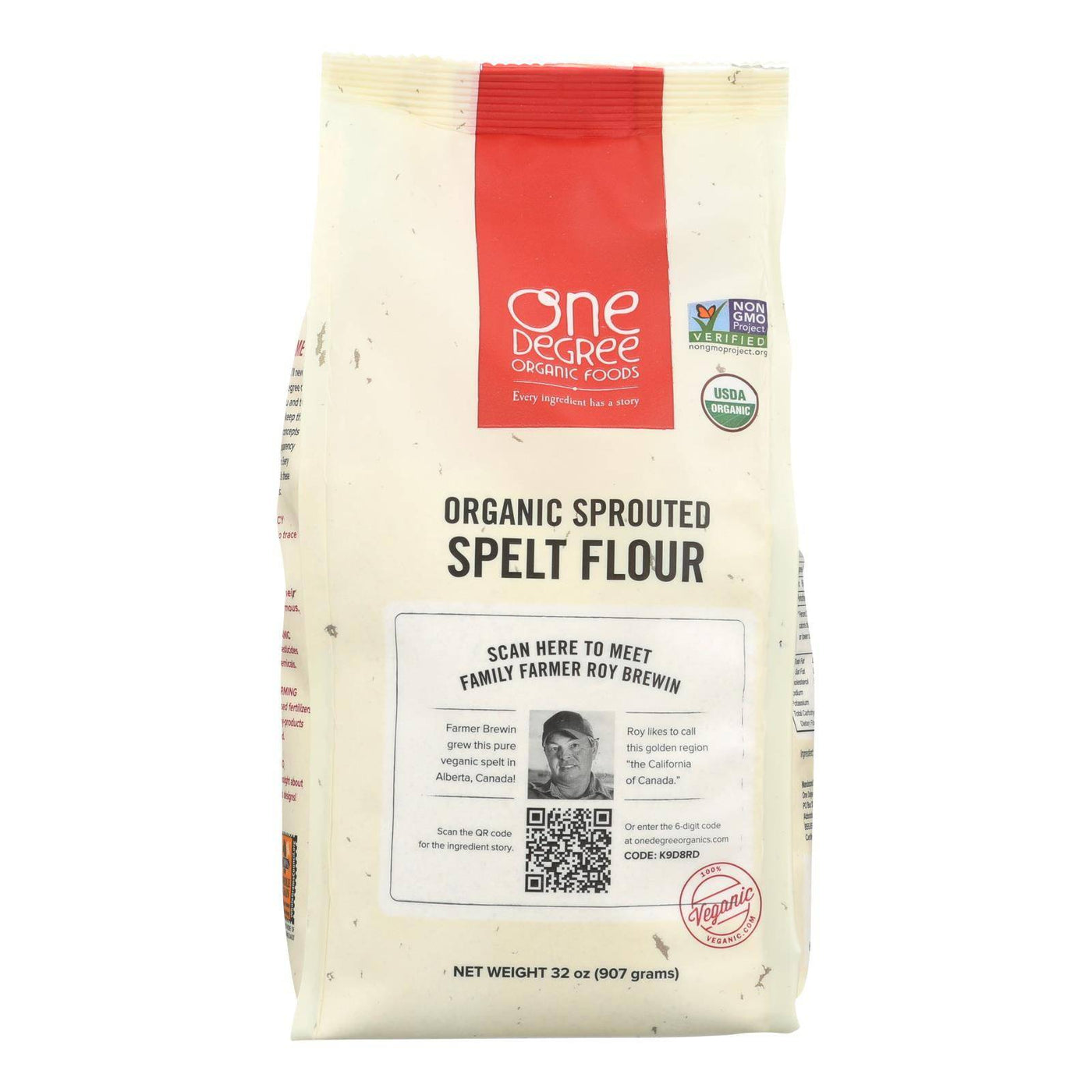 One Degree Organic Foods Sprouted Spelt Flour - Organic - Case Of 6 - 32 Oz. | OnlyNaturals.us