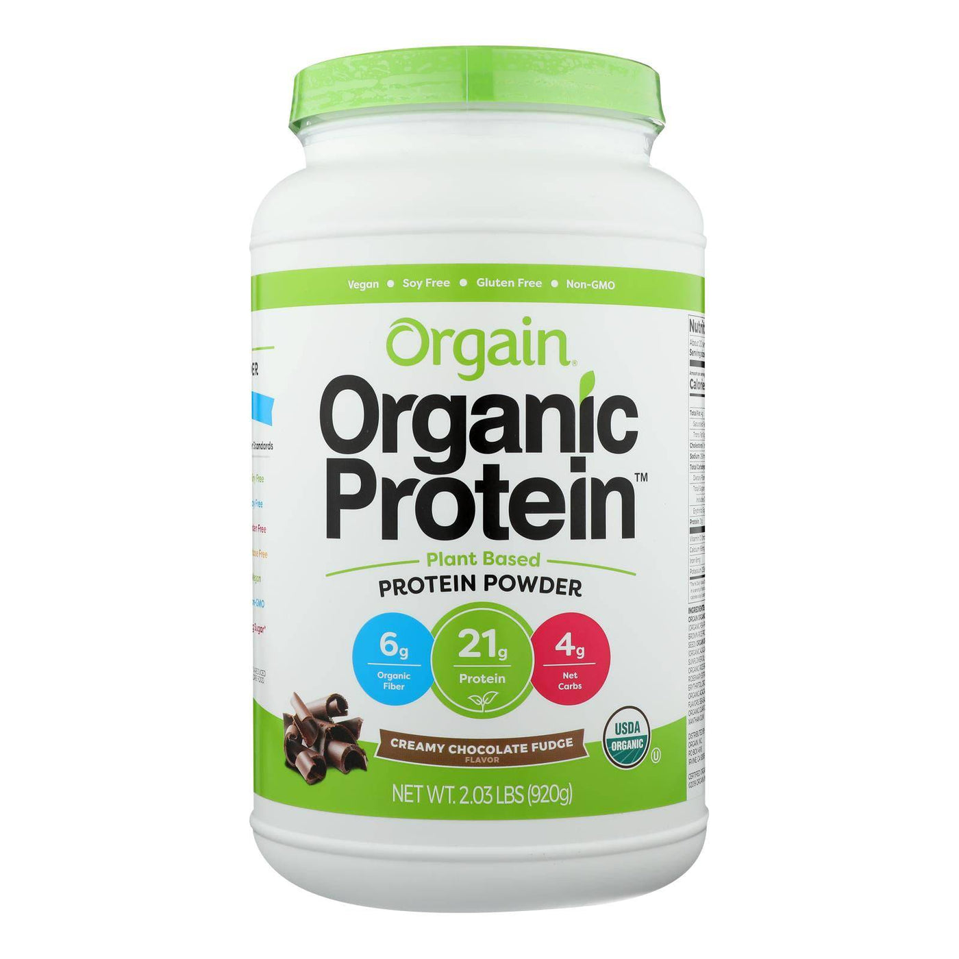 Buy Orgain Organic Protein Powder - Plant Based - Creamy Chocolate Fudge - 2.03 Lb  at OnlyNaturals.us