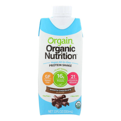 Orgain Organic Vegan Nutritional Shakes - Smooth Chocolate - Case Of 12 - 11 Fl Oz. | OnlyNaturals.us