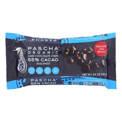 Pascha Chocolate Chips - Semi - Sweet Dark - Case Of 6 - 8.8 Oz. | OnlyNaturals.us