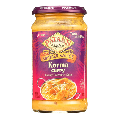 Pataks Simmer Sauce - Korma Curry - Mild - 15 Oz - Case Of 6 | OnlyNaturals.us