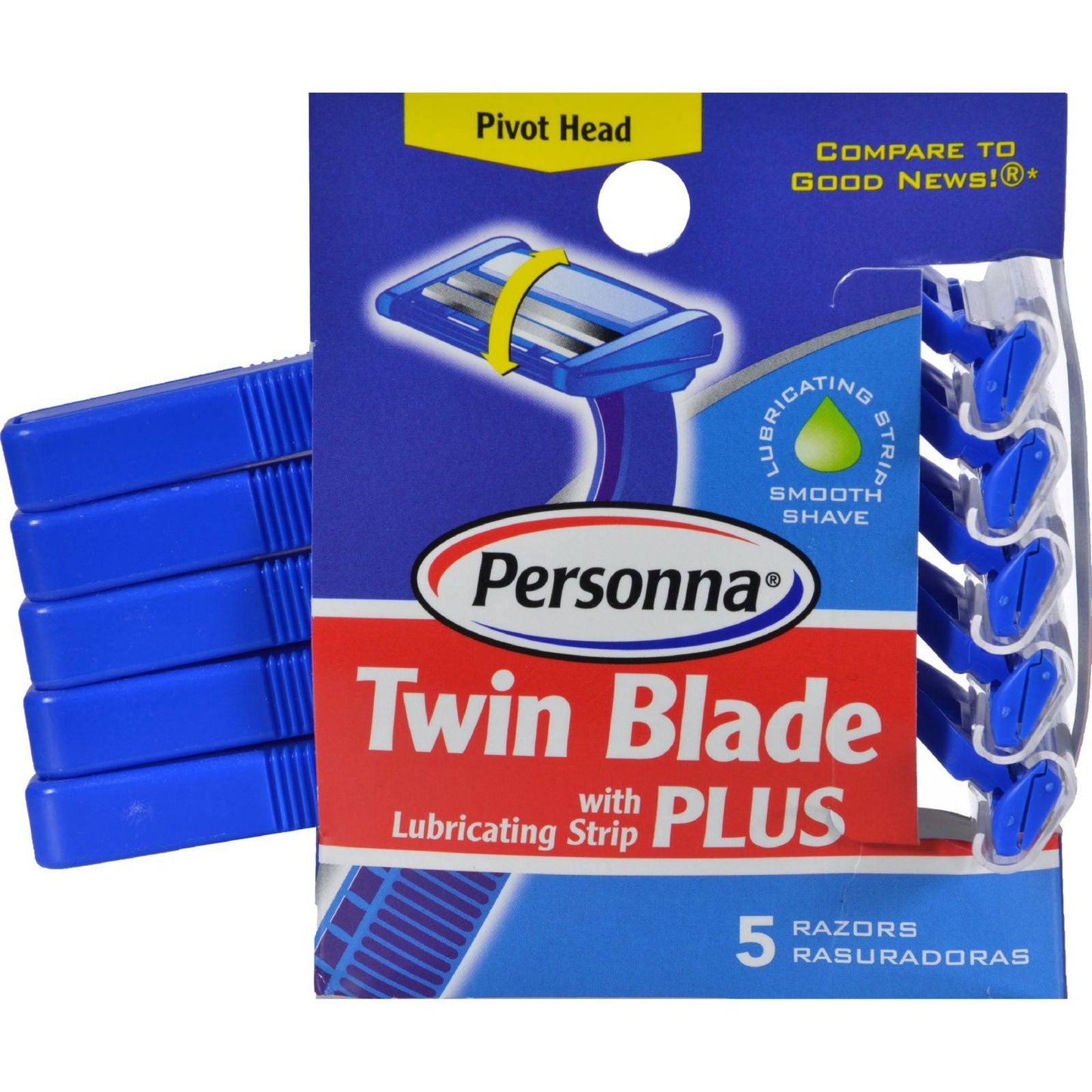 Buy Personna Disposable Razors With Lubricating Strip - Twin Blade Plus - 5 Pack  at OnlyNaturals.us