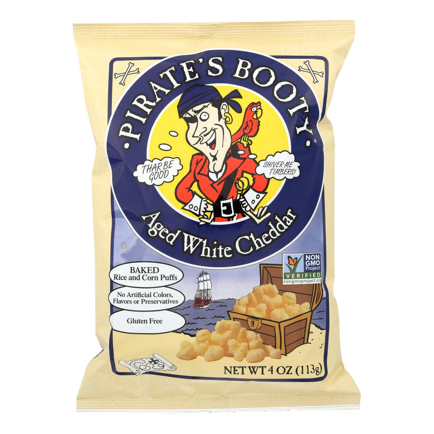 Buy Pirate Brands Booty Puffs - Aged White Cheddar - Case Of 12 - 4 Oz.  at OnlyNaturals.us