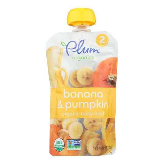 Plum Organics Baby Food - Organic -pumpkin And Banana - Stage 2 - 6 Months And Up - 3.5 .oz - Case Of 6 | OnlyNaturals.us