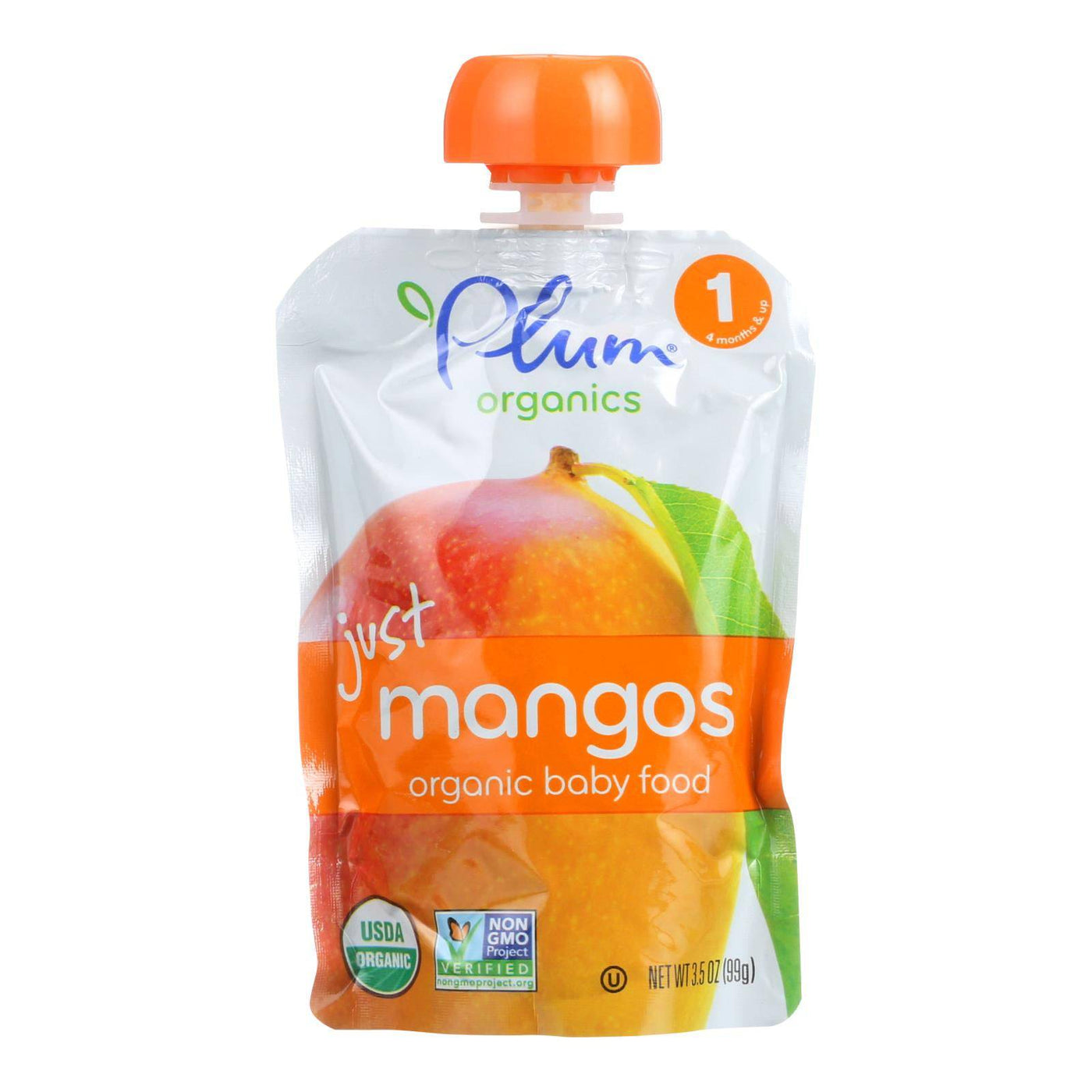Plum Organics Just Fruit - Organic - Mangoes - Stage 1 - 4 Months And Up - 3.5 Oz - Case Of 6 | OnlyNaturals.us