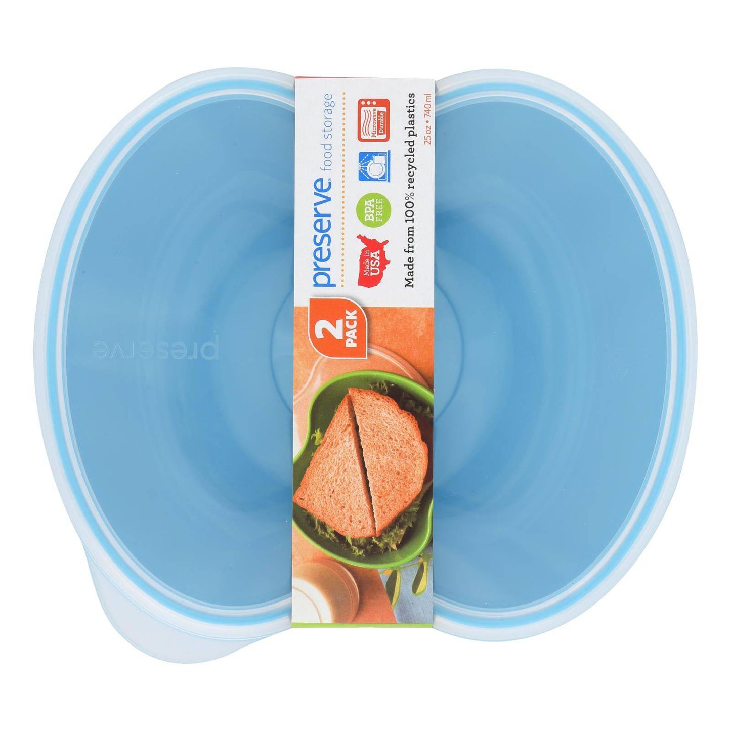 Preserve Small Square Food Storage Container - Aqua - 2 Pack | OnlyNaturals.us