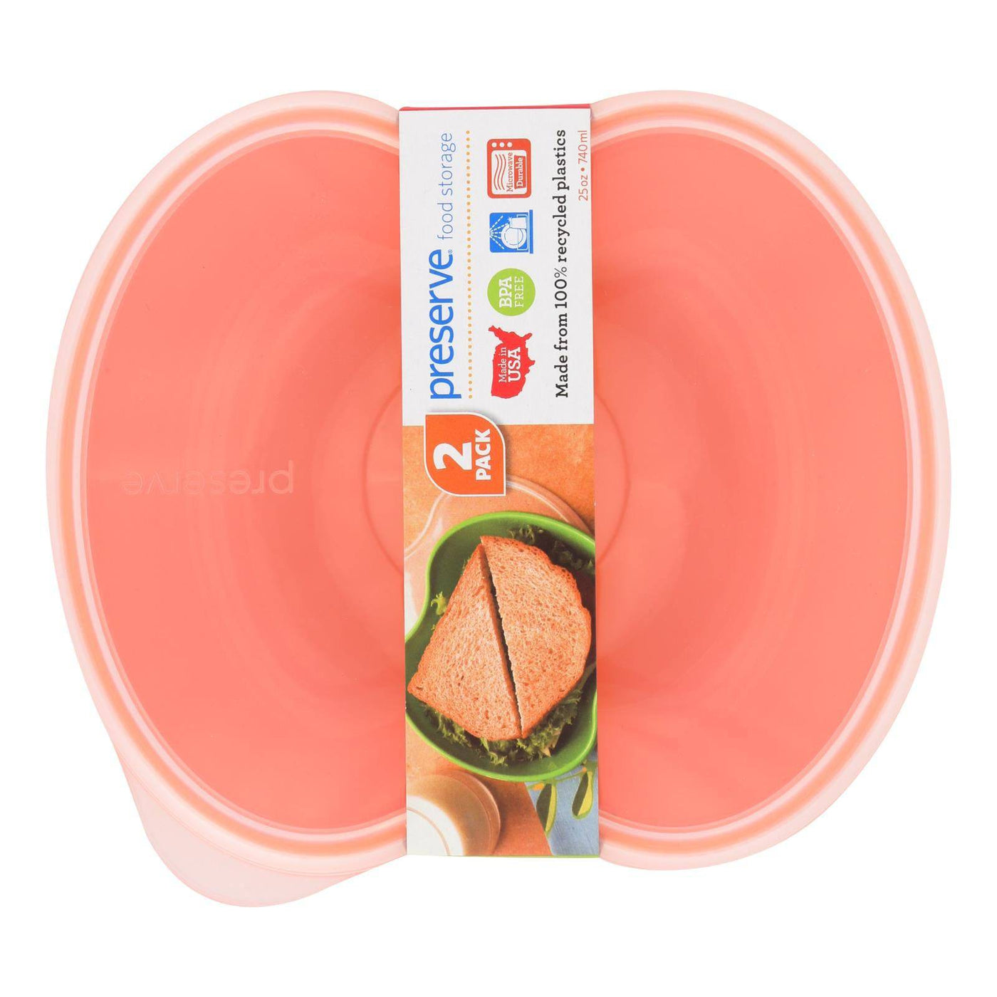 Preserve Small Square Food Storage Container - Orange- 2 Pack | OnlyNaturals.us
