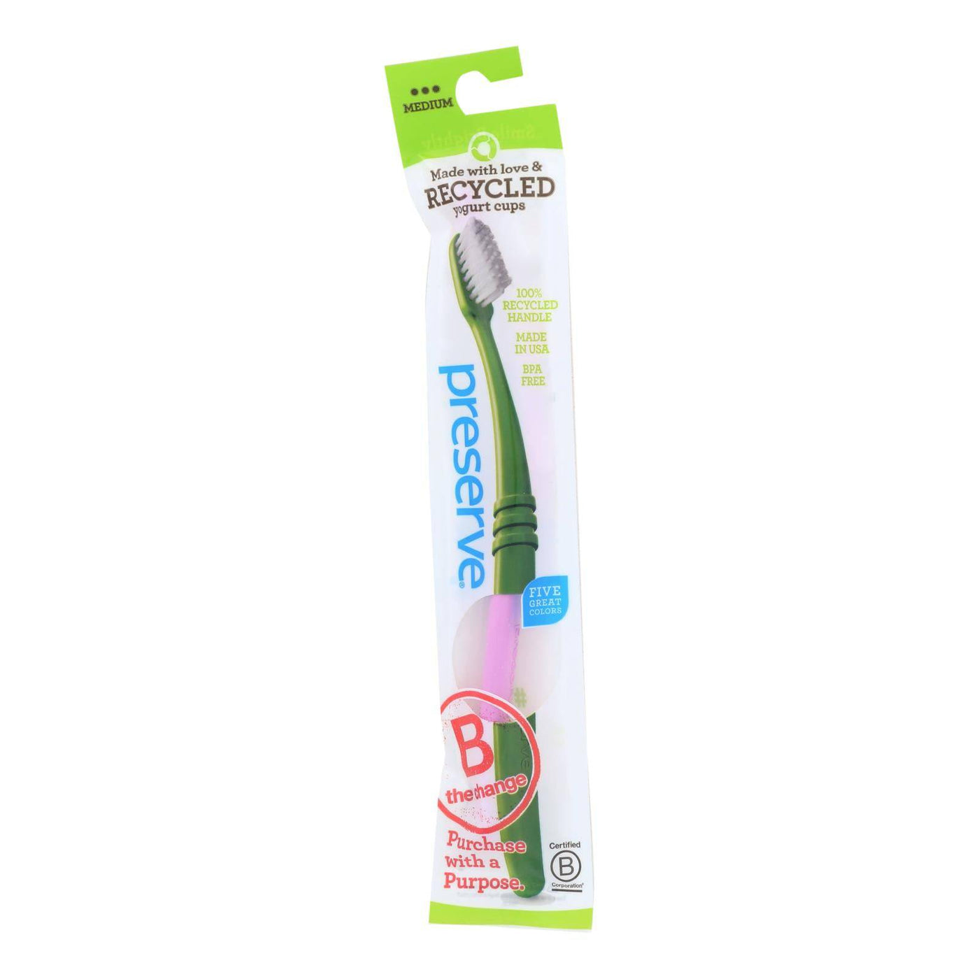 Preserve Adult Toothbrush In A Lightweight Pouch Medium - 6 Pack - Assorted Colors | OnlyNaturals.us