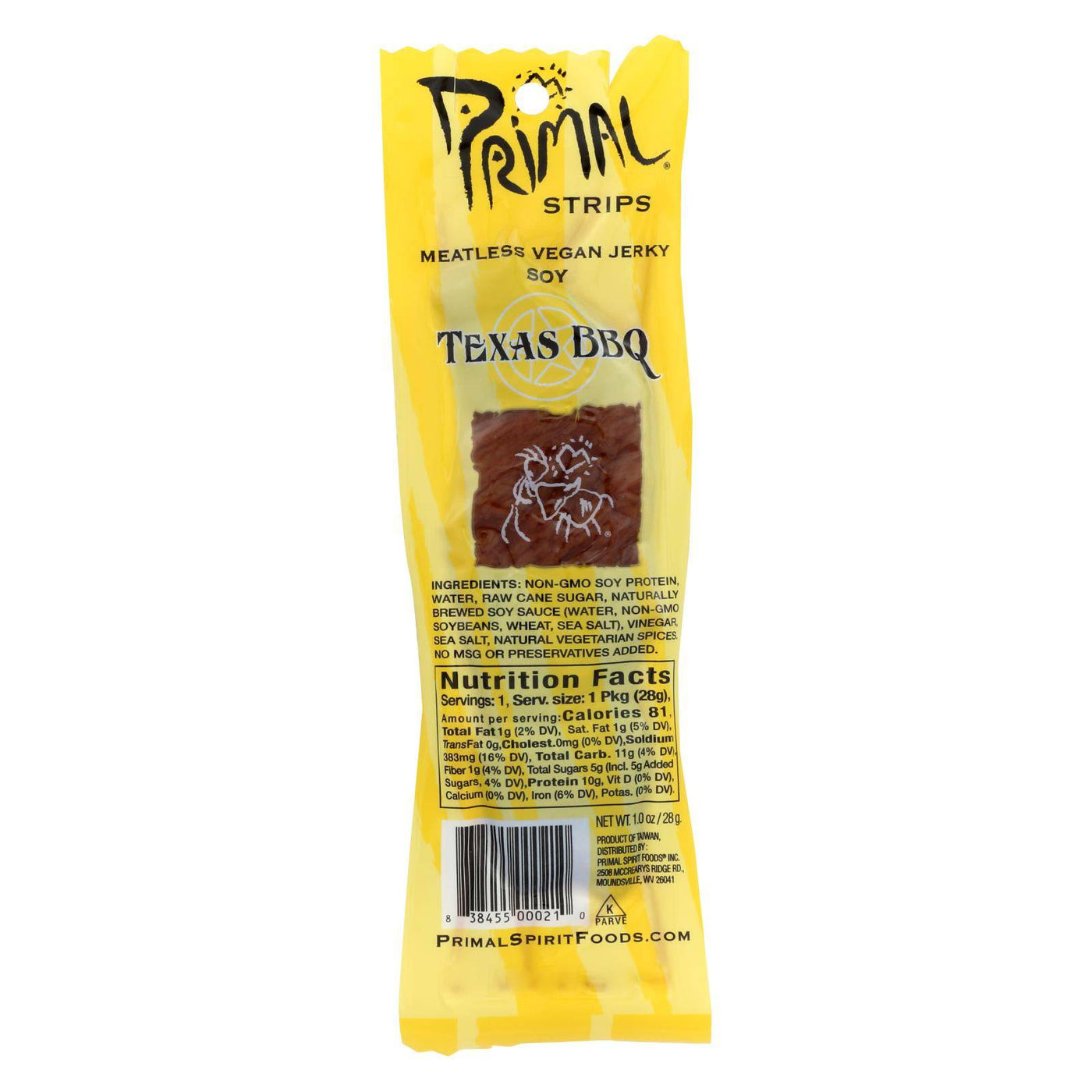 Buy Primal Strips Vegan Jerky - Meatless - Soy - Texas Bbq - 1 Oz - Case Of 24  at OnlyNaturals.us