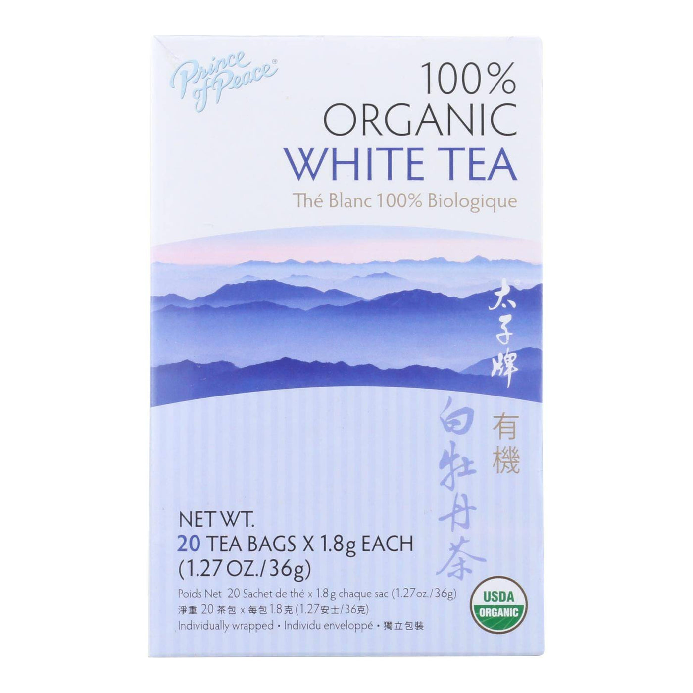 Prince Of Peace Organic Premium Peony White Tea - 20 Tea Bags | OnlyNaturals.us