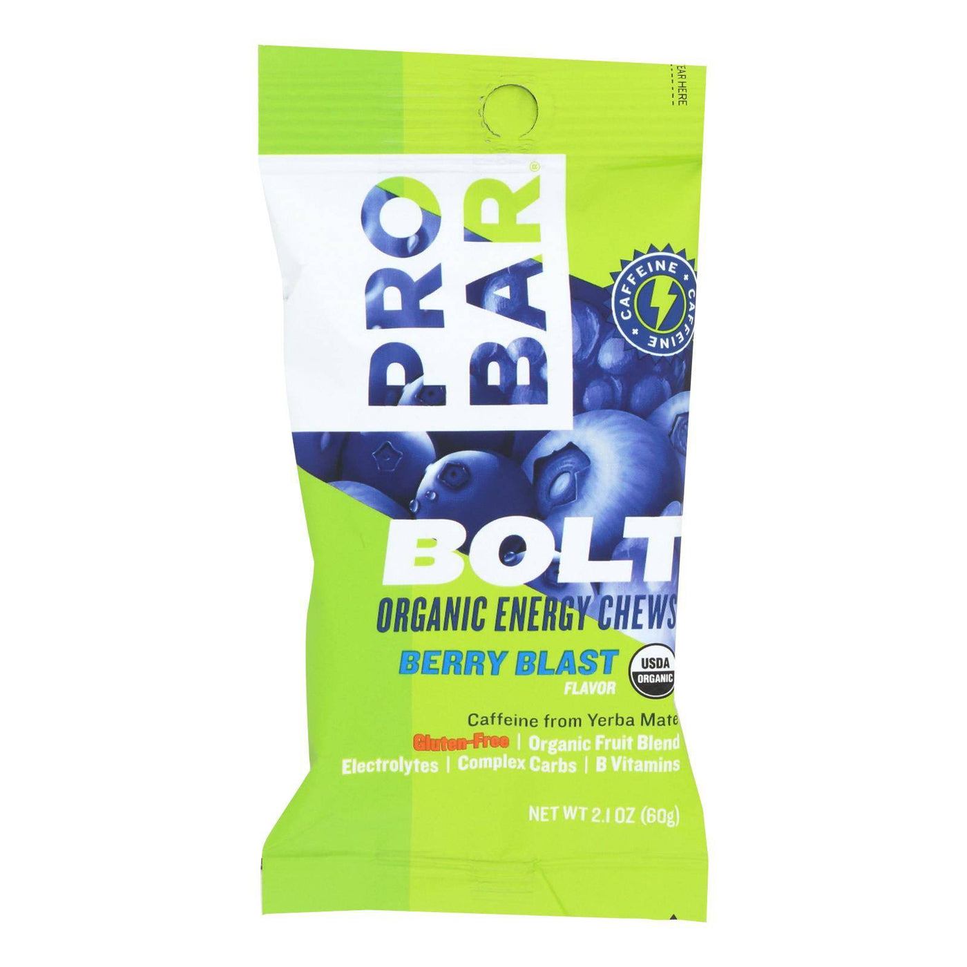 Probar Bolt Energy Chews - Organic Berry Blast - 2.1 Oz - Case Of 12 | OnlyNaturals.us