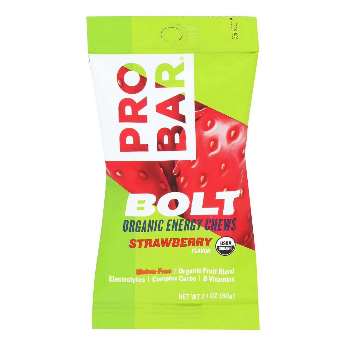 Probar Bolt Energy Chews - Organic Strawberry - 2.1 Oz - Case Of 12 | OnlyNaturals.us
