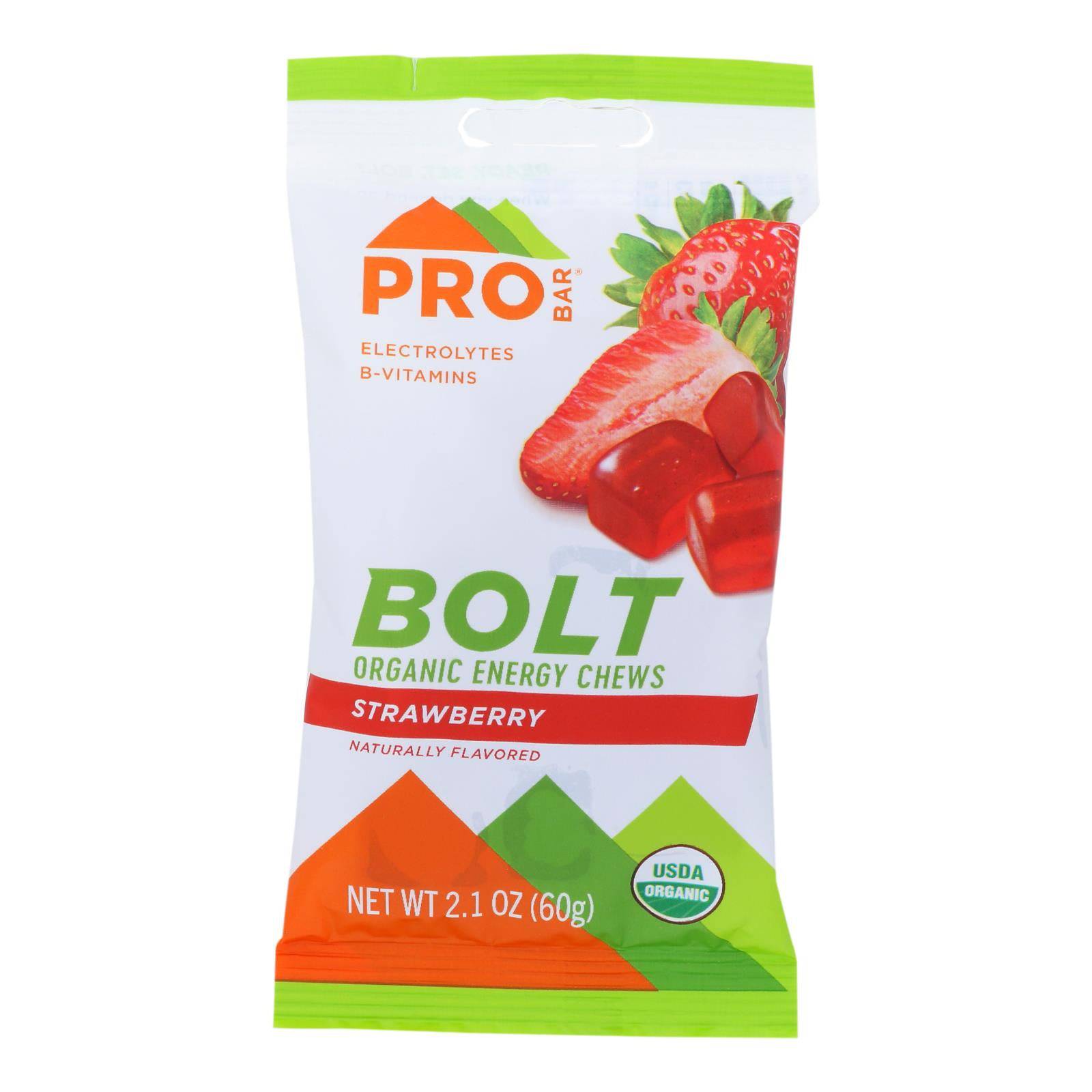Probar Bolt Energy Chews - Organic Strawberry - 2.1 Oz - Case Of 12 | OnlyNaturals.us