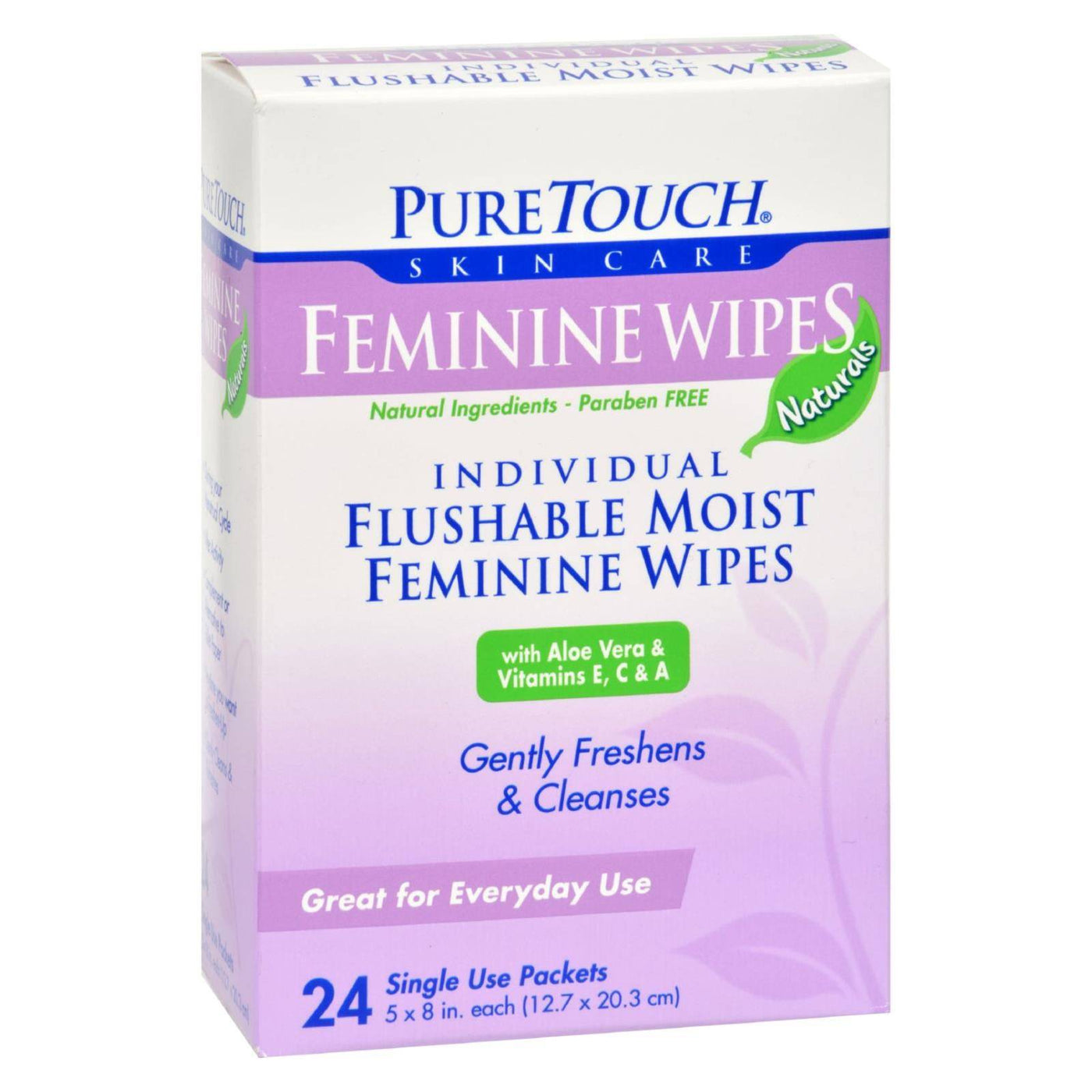 Puretouch Feminine Wipes Flushable - 24 Wipes | OnlyNaturals.us