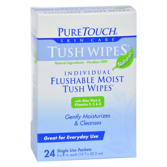 Puretouch Tush Wipes Flushable - 24 Wipes | OnlyNaturals.us