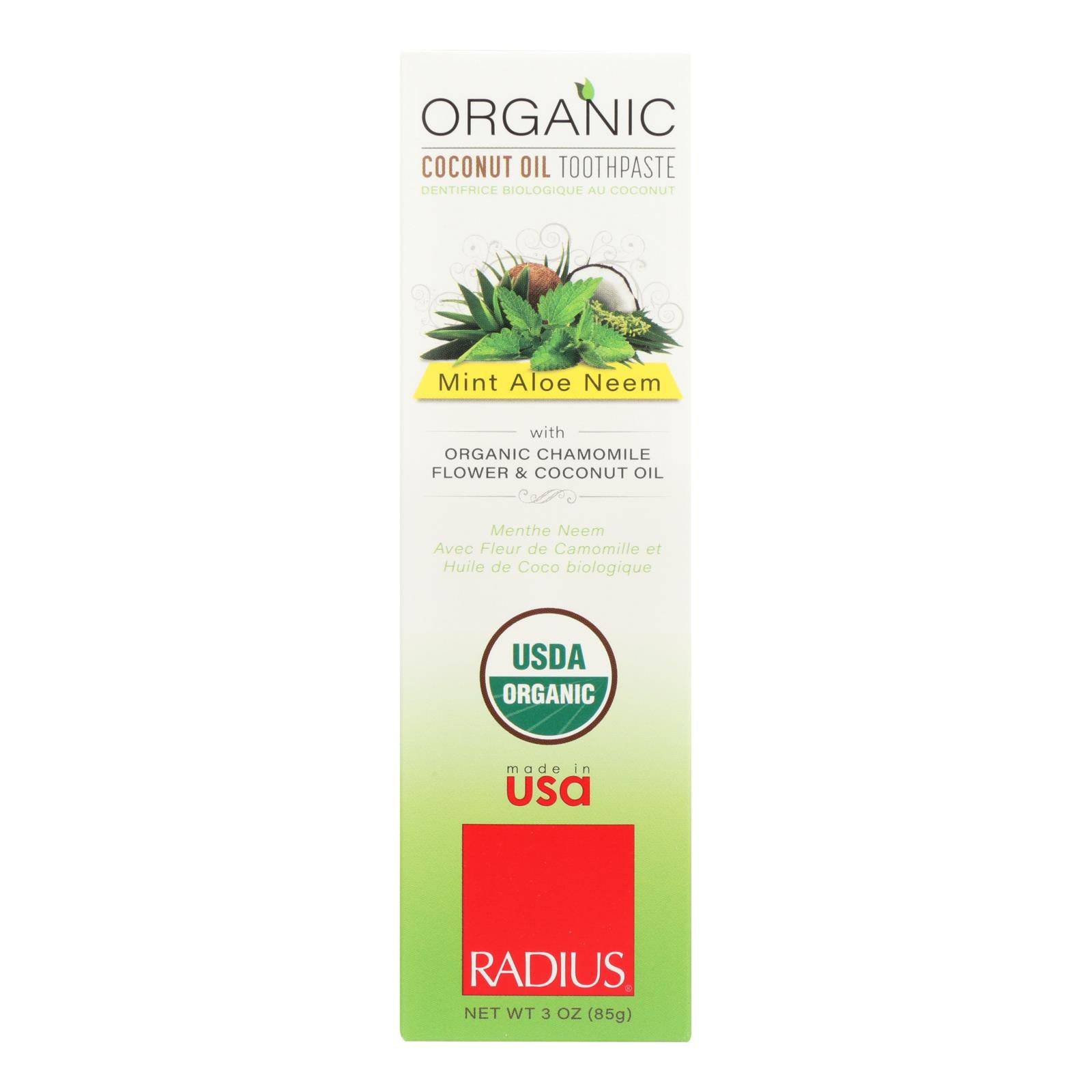Radius Whitening Mint Aloe Neem Toothpaste  - 1 Each - 3 Oz | OnlyNaturals.us